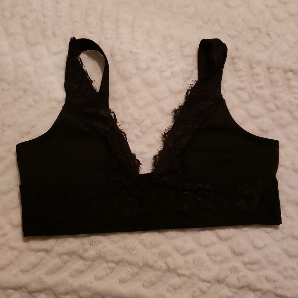 TOPSHOP BLACK ZIP BACK BRALETTE